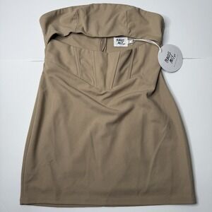 Princess Polly Dress Womens US 10 AU 14 Beige Lavar Strapless Mini New With Tags